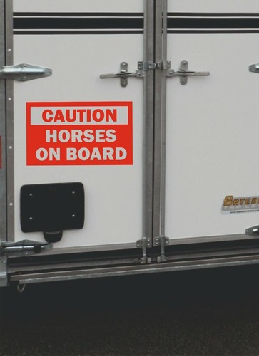 Large horse box decal caution - large, "caution